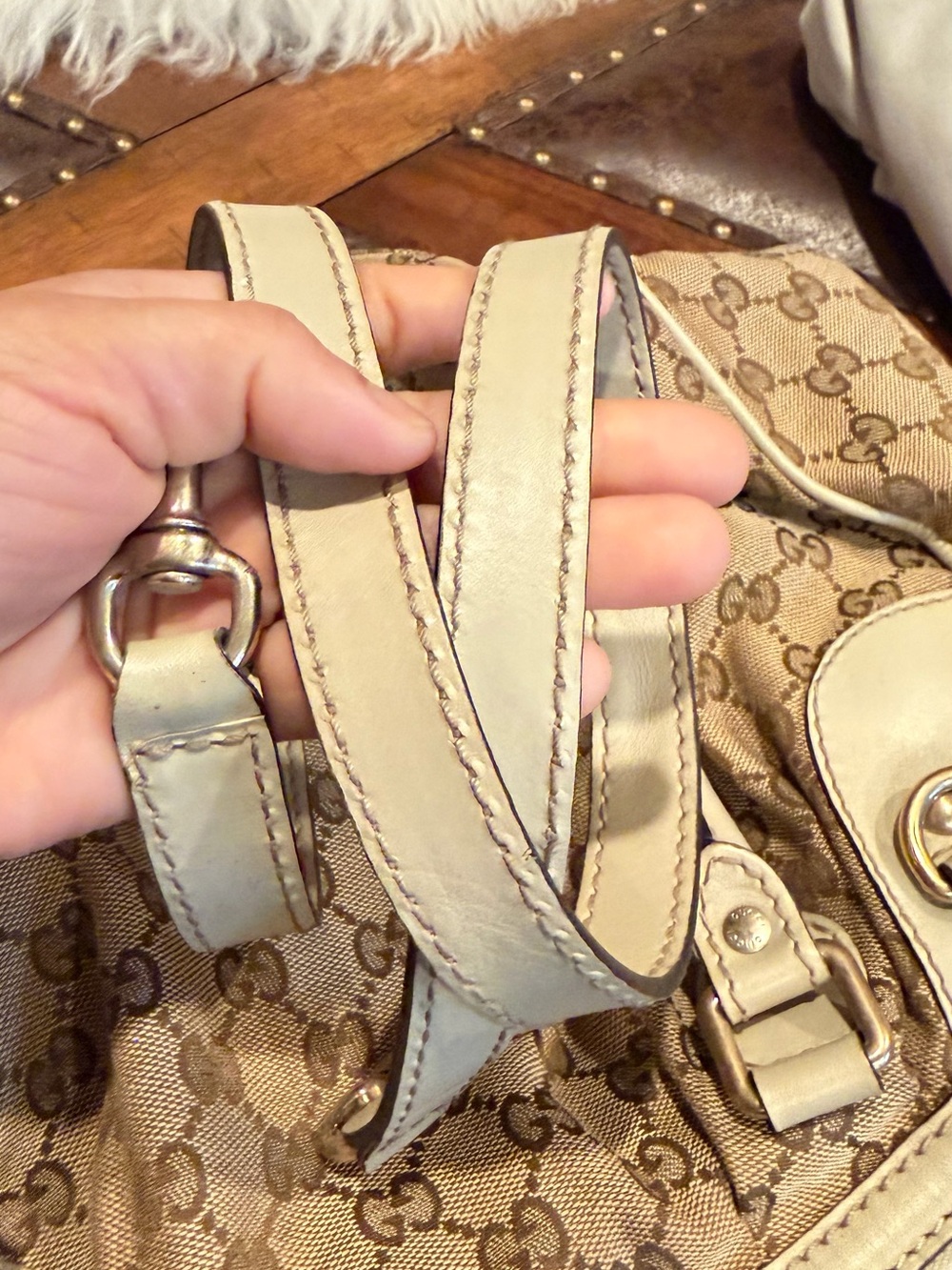 Gucci Beige GG Canvas Dome Satchel with Ivory Trim - Picture 14 of 16